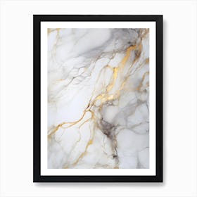 White Gold Marble Texture Art Print