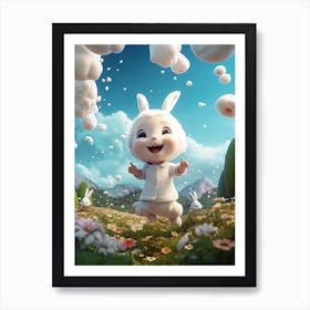 Smiling sheep floating in the air Poster