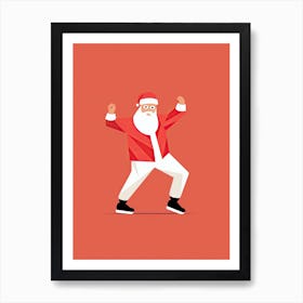 Santa Claus Dancing , Christmas Art Print