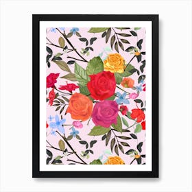 Tropical Flowers Roses Art Print