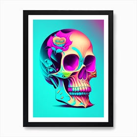 Skull With Tattoo Style 3 Artwork Pastel Pop Art Art Print