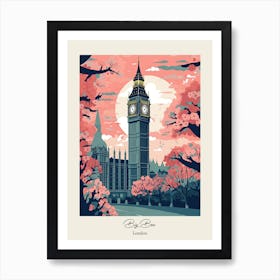 Big Ben, London   Cute Botanical Illustration Travel 2 Poster Art Print