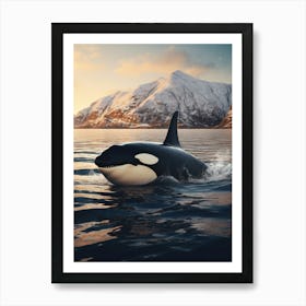 Icy Mountain Realistic Photography Orca Whale2 Art Print