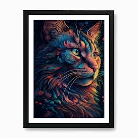 Psychedelic Cat 6 Art Print