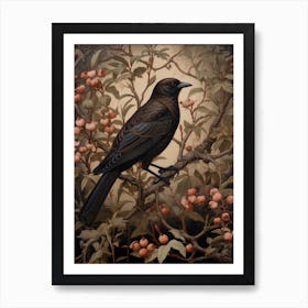 Dark And Moody Botanical Cowbird 4 Art Print