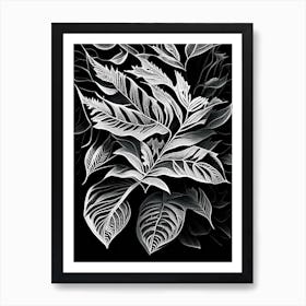 Myrtle Leaf Linocut 1 Art Print