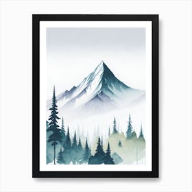 Mountain And Forest In Minimalist Watercolor Vertical Composition 89 Art Print