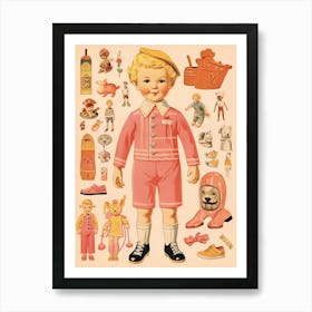 Vintage Paper Doll Boy Kitsch 7 Art Print