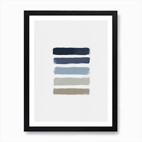 Blue & Taupe Stripes  Art Print