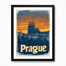 Aihrgdesign A Retro Travel Poster For Prague 2 Art Print