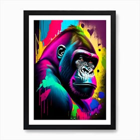 Gorilla In Front Of Graffiti Wall Gorillas Tattoo 1 Art Print