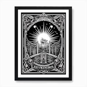 San Francisco, United States, Tarot Card Travel  Line Art 4 Art Print