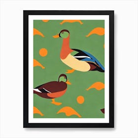 Mallard Duck Midcentury Illustration Bird Art Print