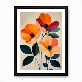 Three Orange Flowers Art Print