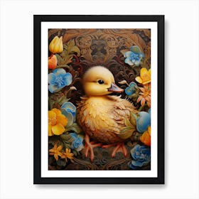 Floral Ornamental Duckling 7 Art Print