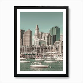 Boston Skyline Urban Vintage Style Art Print