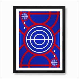 Geometric Abstract Glyph in White on Red and Blue Array n.0039 Art Print