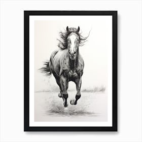 A Horse Painting In The Style Of Stippling 2 Art Print