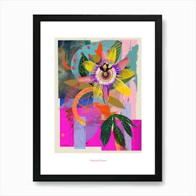 Passionflower 3 Neon Flower Collage Poster Art Print