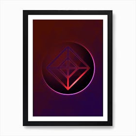 Geometric Neon Glyph on Jewel Tone Triangle Pattern 121 Art Print