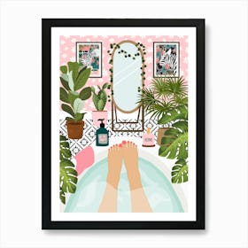 Botanical Bathroom Self Care Bathtub Art Print