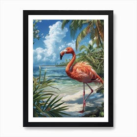 Greater Flamingo Ria Celestun Biosphere Reserve Tropical Illustration 1 Art Print