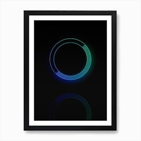 Neon Blue and Green Abstract Geometric Glyph on Black n.0359 Art Print