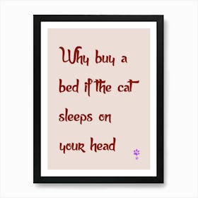 Why Buy A Bed If The Cat Sleeps On Your Head Art Print