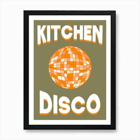 Kitchen Disco Mirrorball Green and Orange Art Print