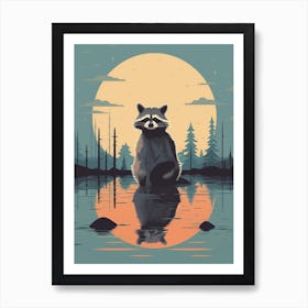 Raccoon Illustration River  Art Print