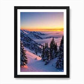 Zermatt, Switzerland Sunrise Skiing Poster Art Print