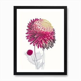 Chrysanthemum Floral Minimal Line Drawing 2 Flower Art Print