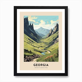 Mestia To Ushguli Trail Georgia 2 Vintage Hiking Travel Poster Art Print