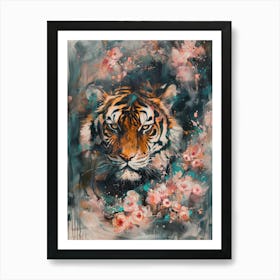 Tiger In Bloom 2 Art Print