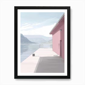 Pink House By The Lake Art Print