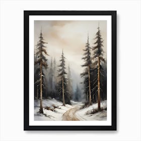 Winter Pine Forest Christmas Painting (25) Art Print