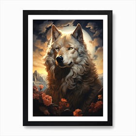 Wolf In The Moonlight Art Print