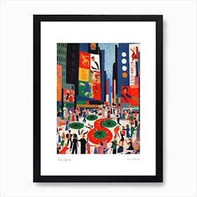 Time Square New York City Matisse Style 1 Watercolour Travel Poster Art Print