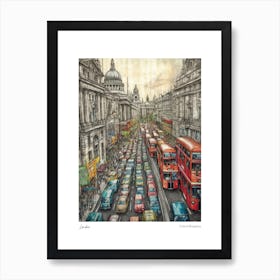 London United Kingdom Drawing Pencil Style 2 Travel Poster Art Print