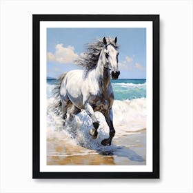 A Horse Oil Painting In Maui Beaches Hawaii, Usa, Portrait 4 Art Print
