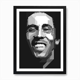 Bob Marley Blackwhite Portrait Art Print