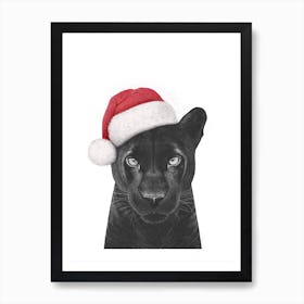 Christmas Panther Girl Art Print