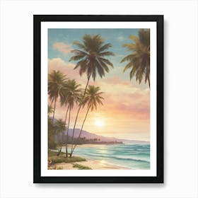 Sunset At The Beach 3 Art Print