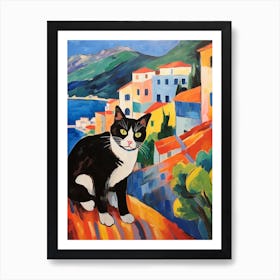 Painting Of A Cat In Budva Montenegro 2 Art Print