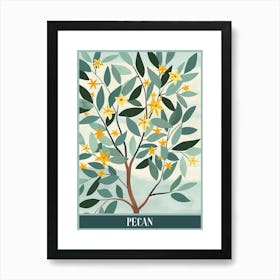 Pecan Tree Flat Illustration 3 Poster Art Print