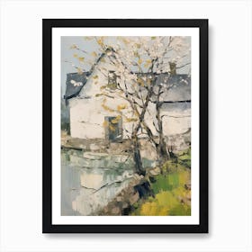 Small Cottage And Trees Lanscape Painting 4 Art Print