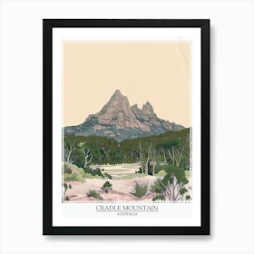 Cradle Mountain Australia Color Line Drawing 1 Poster Art Print