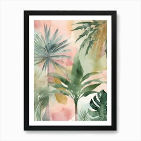 Abstract Tropical Watercolor Leaves 3 Art Print