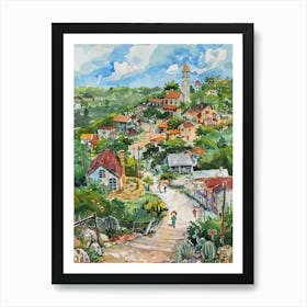 Storybook Illustration Mount Bonnell Austin Texas 2 Art Print