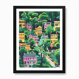 Forest Hills New York Colourful Silkscreen Illustration 1 Art Print